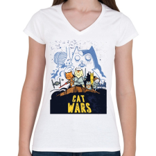 PRINTFASHION CATWARS - Női V-nyakú póló - Fehér női póló