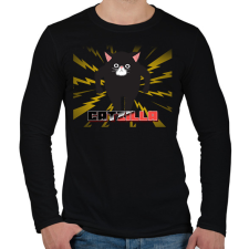 PRINTFASHION CATZILLA - Férfi hosszú ujjú póló - Fekete férfi póló