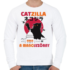 PRINTFASHION Catzilla  mancsszörny - Férfi pulóver - Fehér férfi pulóver, kardigán
