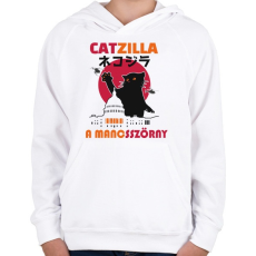 PRINTFASHION Catzilla  mancsszörny - Gyerek kapucnis pulóver - Fehér