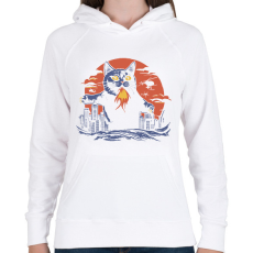 PRINTFASHION Catzilla - Női kapucnis pulóver - Fehér