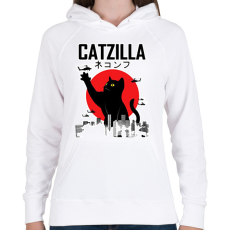 PRINTFASHION Catzilla - Női kapucnis pulóver - Fehér