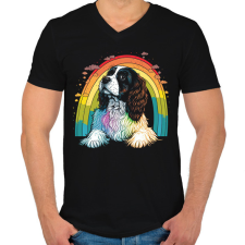 PRINTFASHION Cavalier King Charles spániel - Férfi V-nyakú póló - Fekete férfi póló