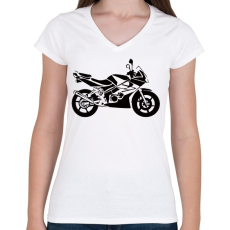 PRINTFASHION cbr125 - Női V-nyakú póló - Fehér