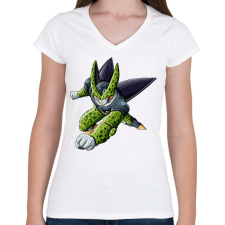 PRINTFASHION Cell - Női V-nyakú póló - Fehér női póló