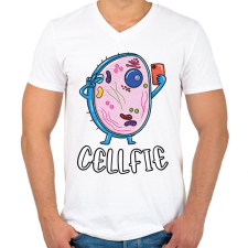 PRINTFASHION Cellfie - Férfi V-nyakú póló - Fehér férfi póló
