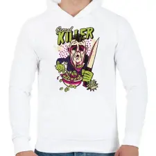 PRINTFASHION Cereal killer - gasztro horror - Férfi kapucnis pulóver - Fehér férfi pulóver, kardigán