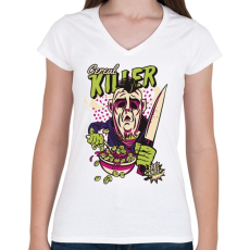 PRINTFASHION Cereal killer - gasztro horror - Női V-nyakú póló - Fehér