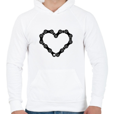 PRINTFASHION Chain heart  - Férfi kapucnis pulóver - Fehér