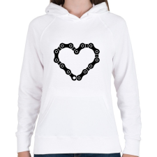 PRINTFASHION Chain heart - Női kapucnis pulóver - Fehér női pulóver, kardigán