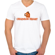 PRINTFASHION Chainsaw Heart - Férfi V-nyakú póló - Fehér férfi póló