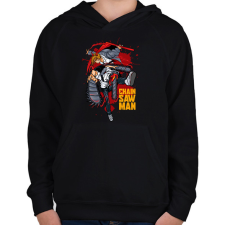 PRINTFASHION Chainsaw man - Gyerek kapucnis pulóver - Fekete gyerek pulóver, kardigán