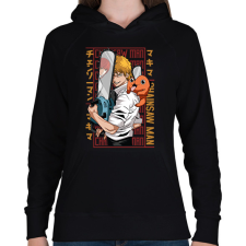 PRINTFASHION Chainsaw man - Női kapucnis pulóver - Fekete női pulóver, kardigán