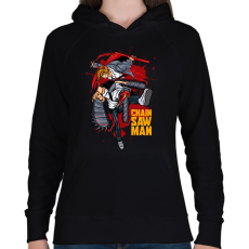 PRINTFASHION Chainsaw man - Női kapucnis pulóver - Fekete