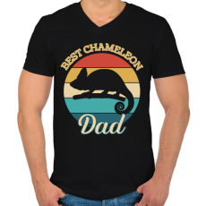 PRINTFASHION Chameleon Dad - Férfi V-nyakú póló - Fekete