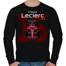 PRINTFASHION Charles Leclerc 16 autóversenyző - fehér felirat - Férfi pulóver - Fekete