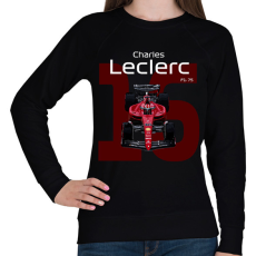 PRINTFASHION Charles Leclerc 16 autóversenyző - fehér felirat - Női pulóver - Fekete