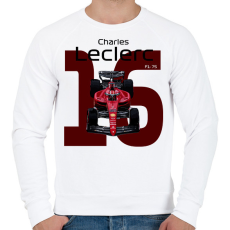 PRINTFASHION Charles Leclerc 16 autóversenyző - fekete felirat - Férfi pulóver - Fehér