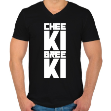 PRINTFASHION Cheeki Breeki - Férfi V-nyakú póló - Fekete férfi póló