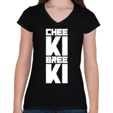 PRINTFASHION Cheeki Breeki - Női V-nyakú póló - Fekete női póló