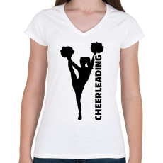 PRINTFASHION Cheerleading - Női V-nyakú póló - Fehér