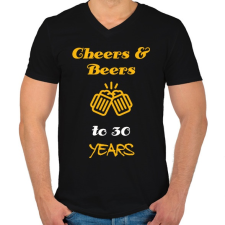 PRINTFASHION CHEERS AND BEERS 30 YEARS - Férfi V-nyakú póló - Fekete férfi póló