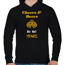 PRINTFASHION CHEERS AND BEERS 40 YEARS - Férfi kapucnis pulóver - Fekete