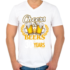 PRINTFASHION Cheers & Beers - 30 - Férfi V-nyakú póló - Fehér