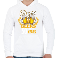 PRINTFASHION Cheers & Beers - 50 - Férfi kapucnis pulóver - Fehér férfi pulóver, kardigán