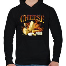 PRINTFASHION Cheese - Férfi kapucnis pulóver - Fekete
