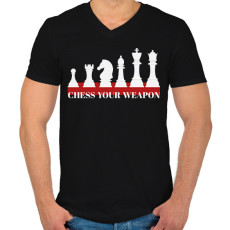PRINTFASHION Chess your weapon - Férfi V-nyakú póló - Fekete