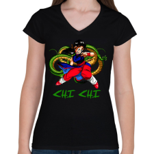 PRINTFASHION CHI CHI - Női V-nyakú póló - Fekete női póló