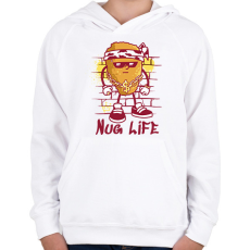 PRINTFASHION Chicken nuggets - Gyerek kapucnis pulóver - Fehér
