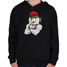PRINTFASHION Chicken Rambo - Gyerek kapucnis pulóver - Fekete