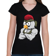 PRINTFASHION Chicken Rambo - Női V-nyakú póló - Fekete női póló