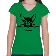 PRINTFASHION Chihuahua - Női V-nyakú póló - Zöld női póló