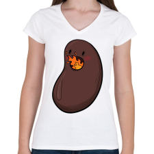 PRINTFASHION Chilis bab - Női V-nyakú póló - Fehér női póló