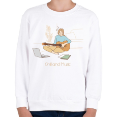 PRINTFASHION Chill and Music - Gitáros minta - Gyerek pulóver - Fehér