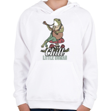 PRINTFASHION Chill frog - Gyerek kapucnis pulóver - Fehér gyerek pulóver, kardigán