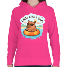 PRINTFASHION Chill like a capy - Női kapucnis pulóver - Fukszia női pulóver, kardigán