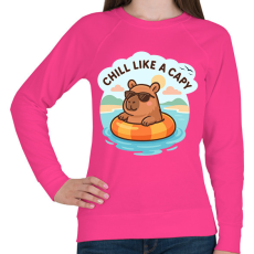 PRINTFASHION Chill like a capy - Női pulóver - Fukszia