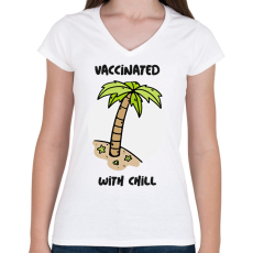 PRINTFASHION Chill - Női V-nyakú póló - Fehér