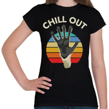 PRINTFASHION CHILL OUT - Nyugodj meg - vicces feliratos minta - Női póló - Fekete női póló