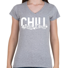 PRINTFASHION Chill time - Női V-nyakú póló - Sport szürke női póló