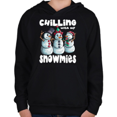 PRINTFASHION Chillin with snowmiees - Gyerek kapucnis pulóver - Fekete