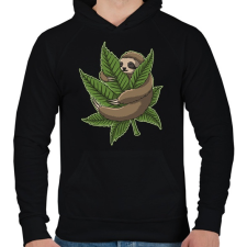 PRINTFASHION Chilling Sloth - Férfi kapucnis pulóver - Fekete férfi pulóver, kardigán