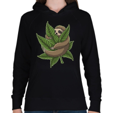 PRINTFASHION Chilling Sloth - Női kapucnis pulóver - Fekete női pulóver, kardigán