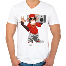 PRINTFASHION Chimpanzee - Férfi V-nyakú póló - Fehér