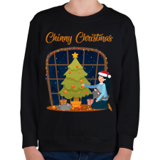 PRINTFASHION Chinny Christmas - Gyerek pulóver - Fekete gyerek pulóver, kardigán