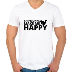PRINTFASHION Chipmunks make me happy - Férfi V-nyakú póló - Fehér